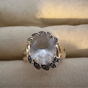 14K gold rose quartz ring